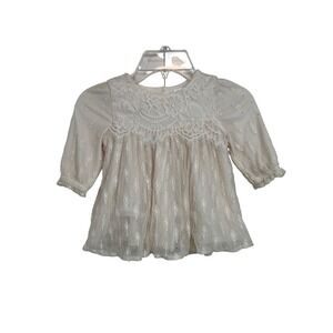 Nannette Baby Lace Tulle  Baby Dress 12M Cream Floral Boho Special Occasion G05